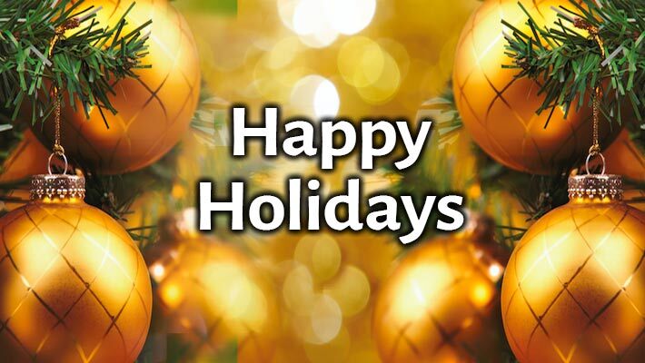 Happy Holidays Golden Ornaments 