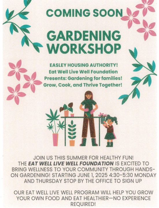 Gardening Workshop Flyer, the text on this flyer is in the text above. 