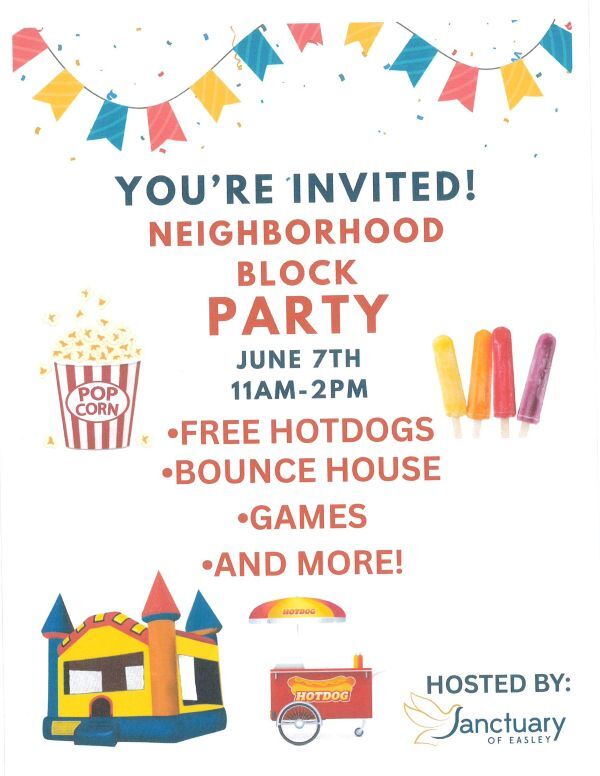 Block Party flyer, the information on this flyer is in the text above. 